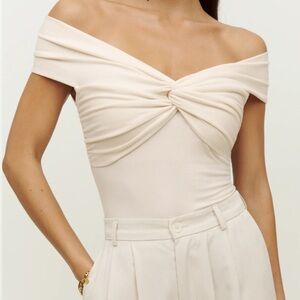 Reformation Cream Off-Shoulder Blouse